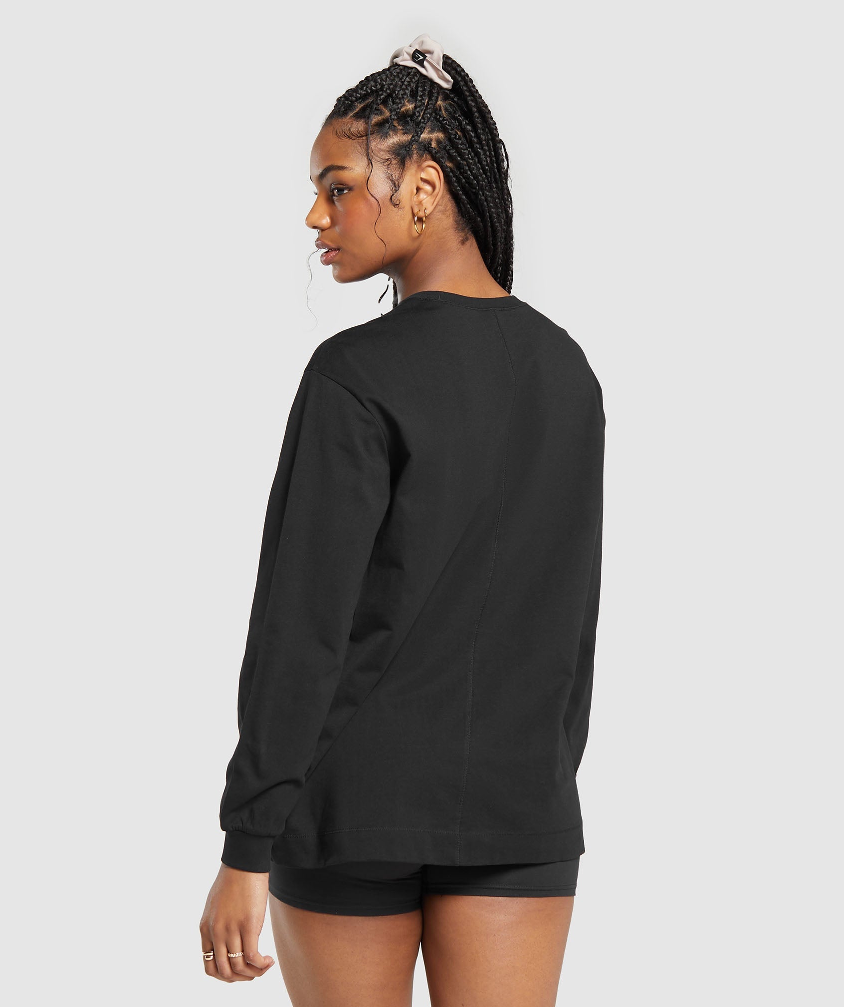Cotton Oversized Long Sleeve Top Black