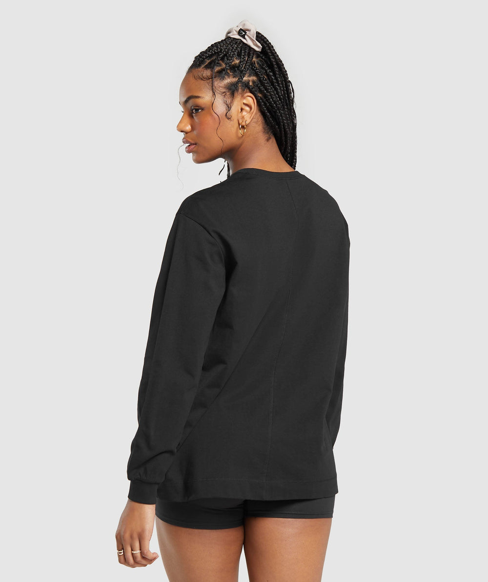 Cotton Oversized Long Sleeve Top Black