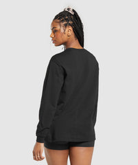 Cotton Oversized Long Sleeve Top Black
