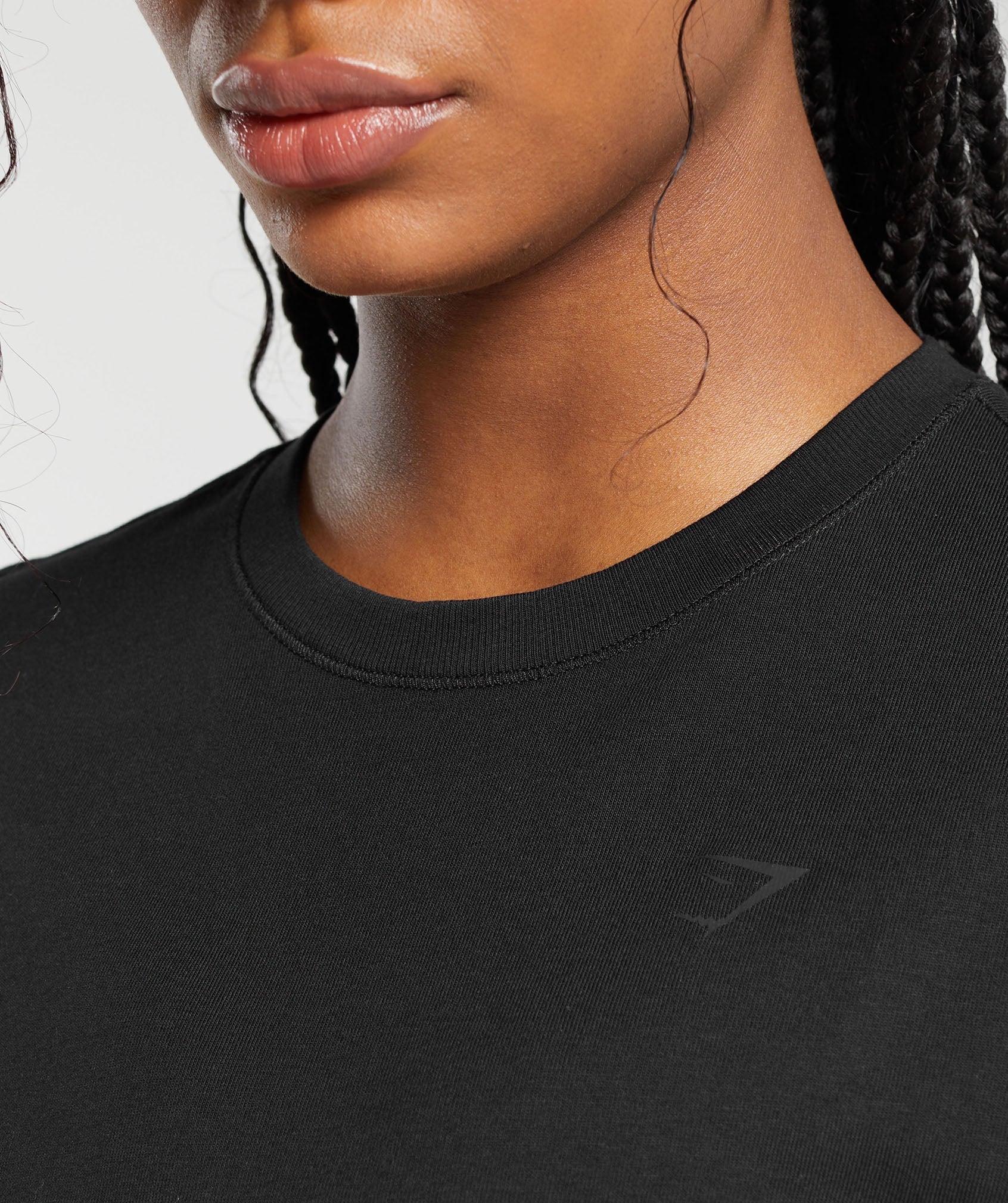 Cotton Oversized Long Sleeve Top Black