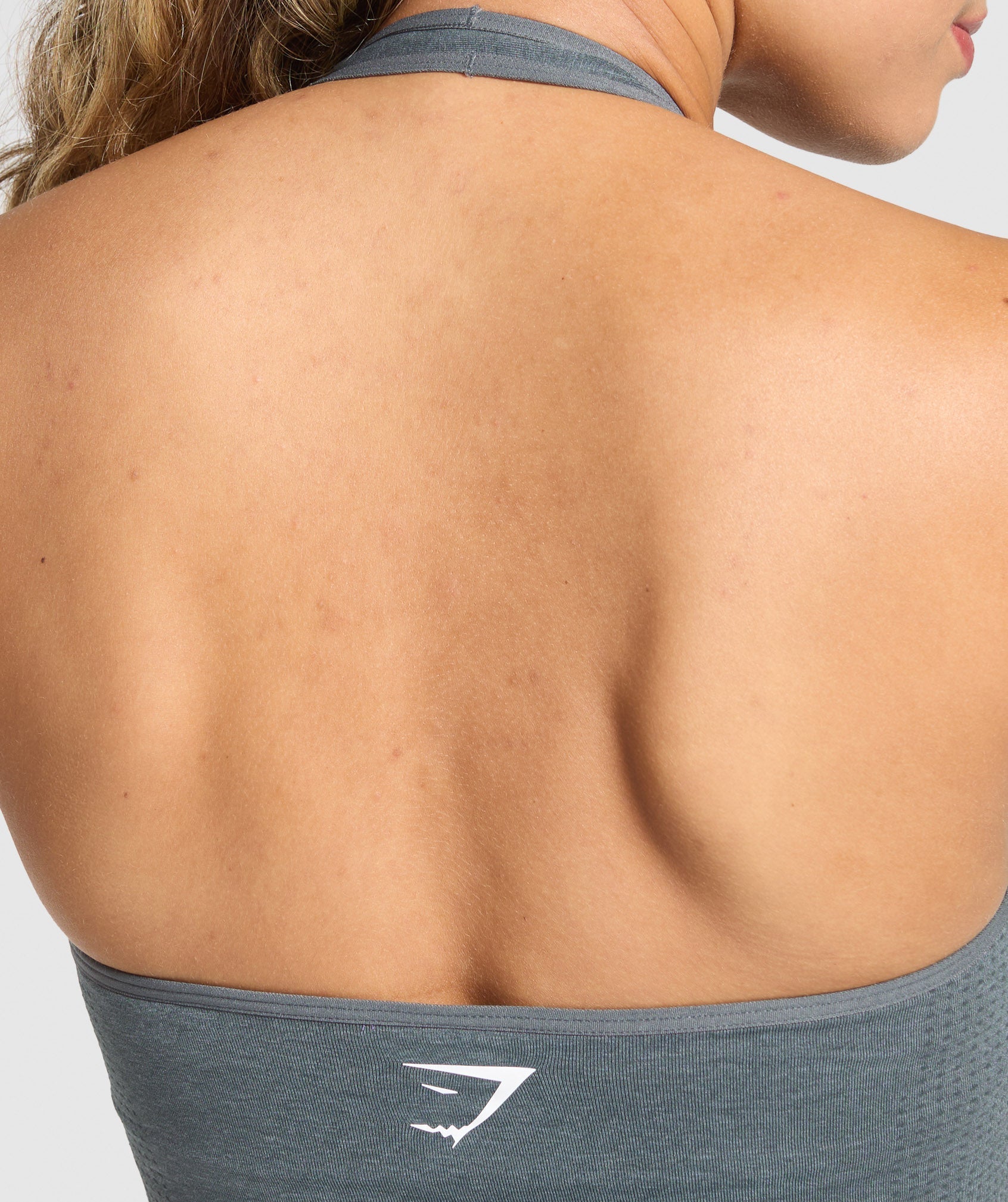 Vital Halter Neck Tank With Shelf Strong Grey Marl