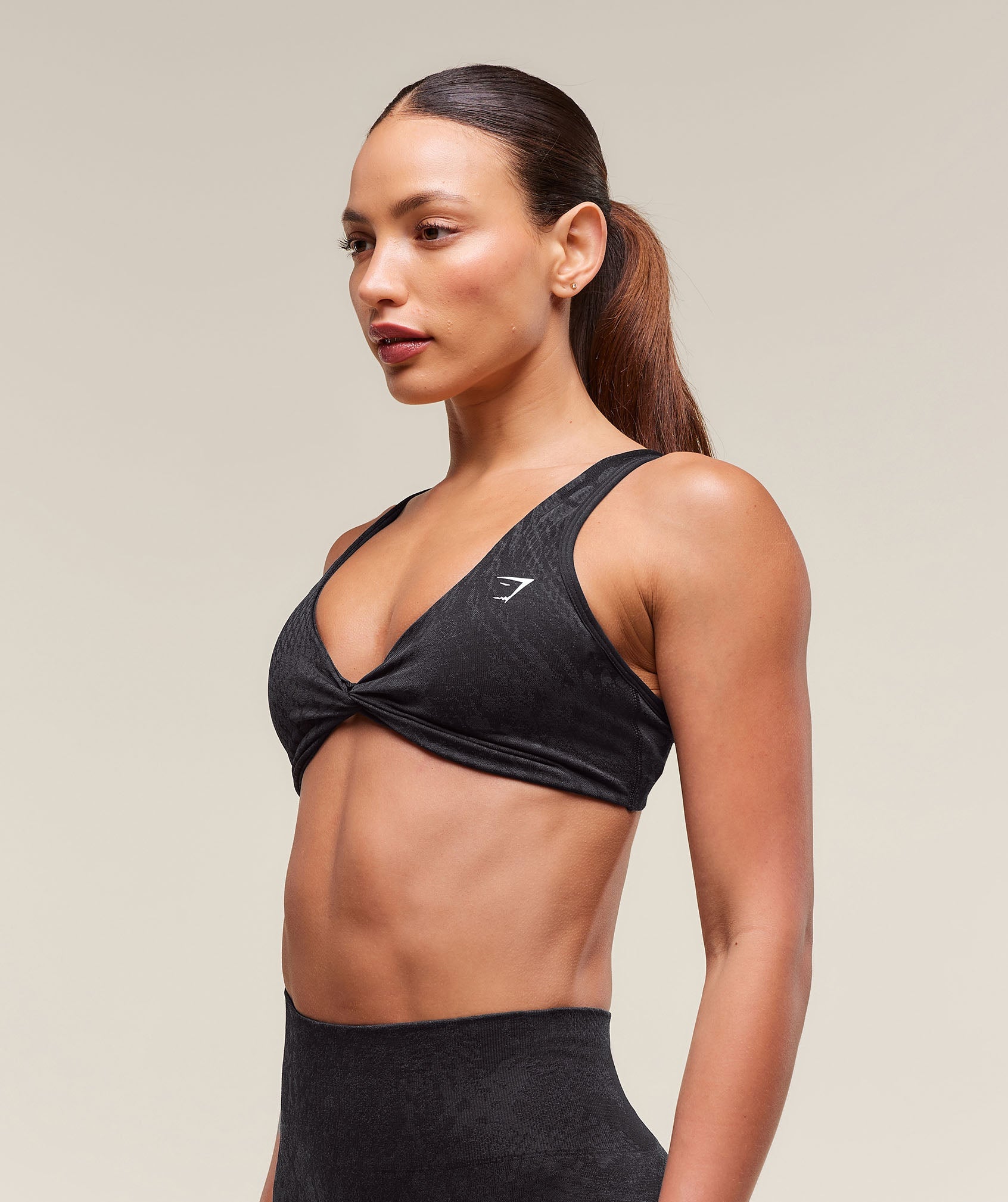 Adapt X Whitney Animal Seamless Twist Front Bra Asphalt Grey/Black