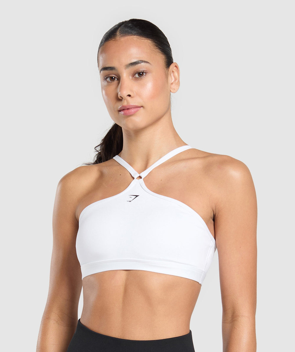 Halter Neck Sports Bra White