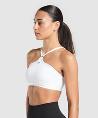 Halter Neck Sports Bra White