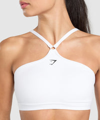 Halter Neck Sports Bra White