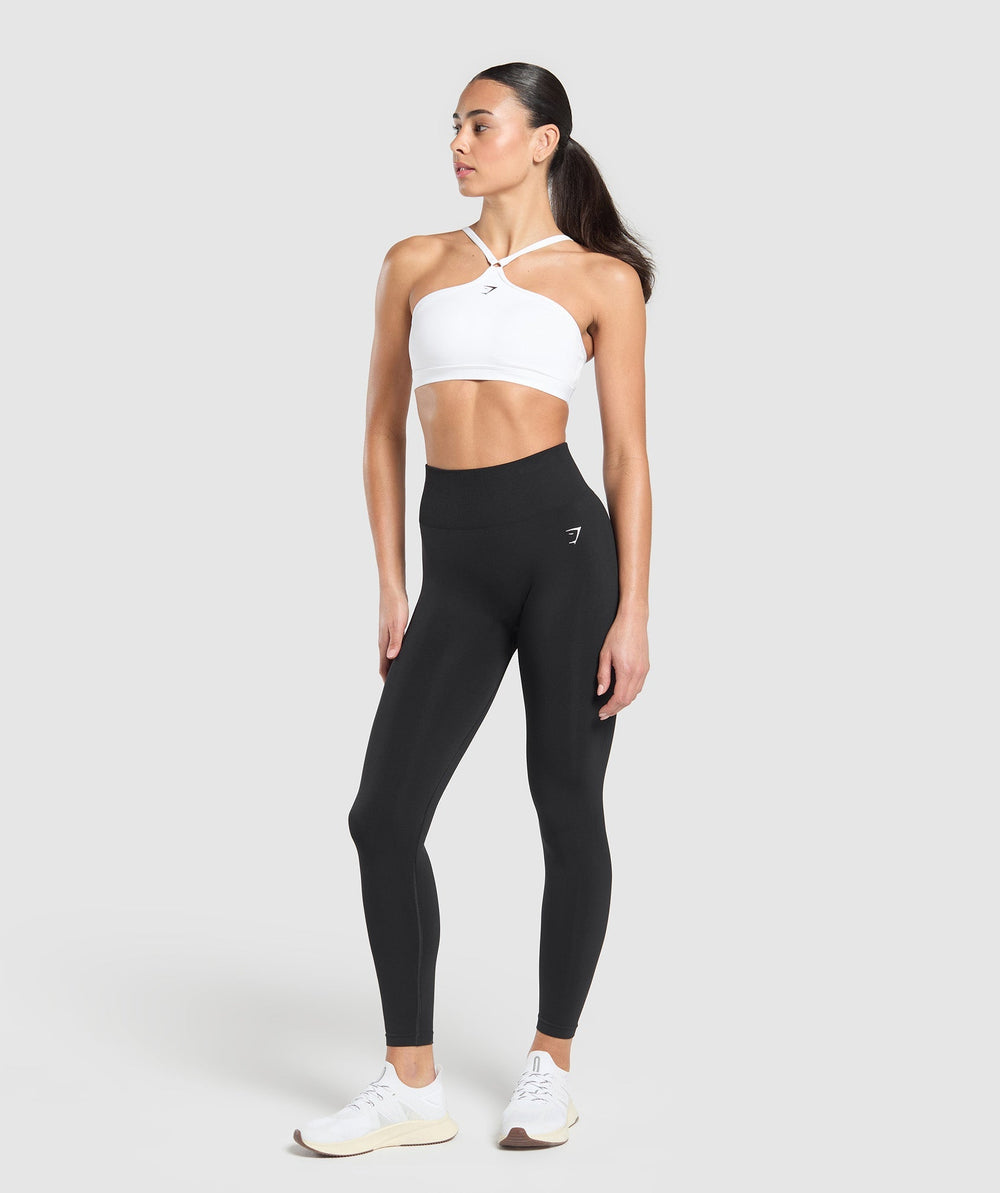 Halter Neck Sports Bra White