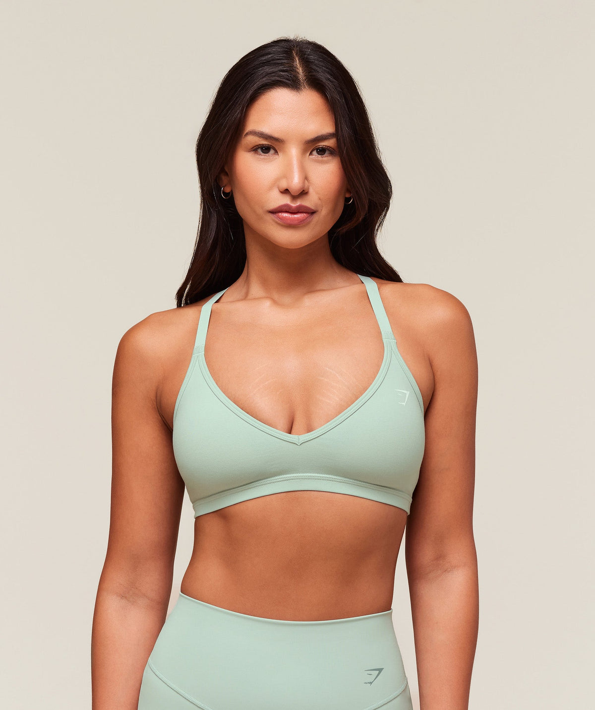 Cotton Racerback Sports Bra Morning Blue