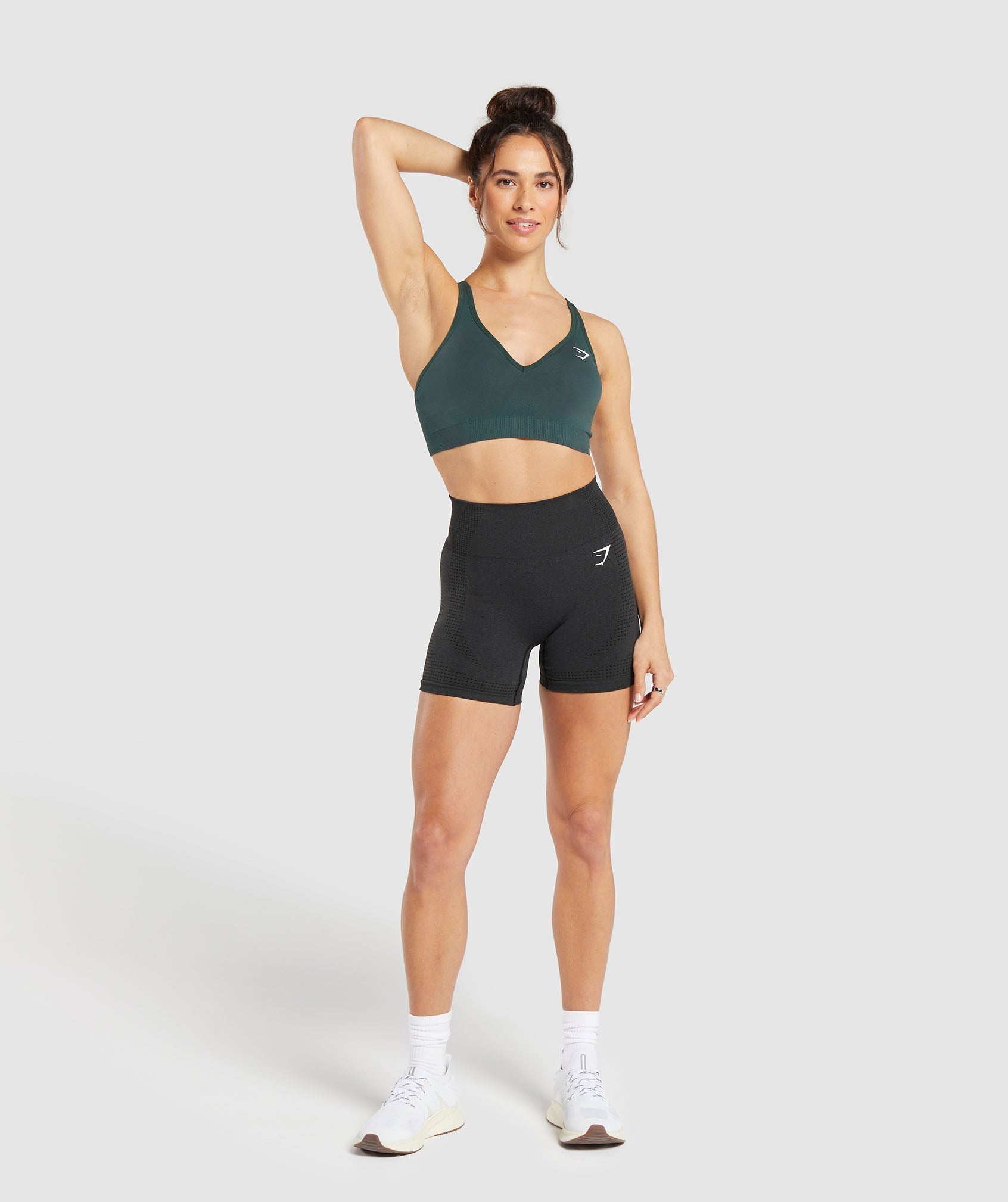 Vital V Neck Sports Bra Woodland Green Marl