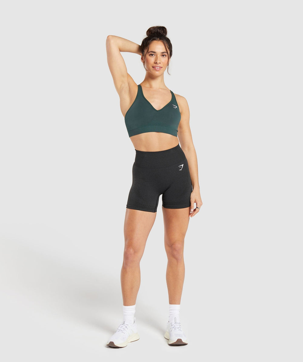 Vital V Neck Sports Bra Woodland Green Marl