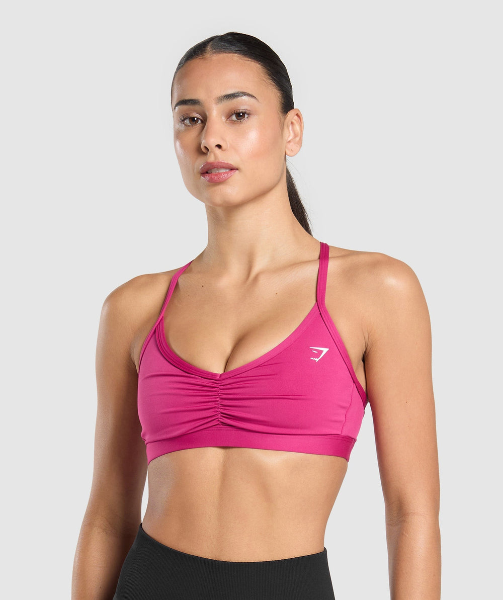 Ruched Strappy Sports Bra Winning Pink