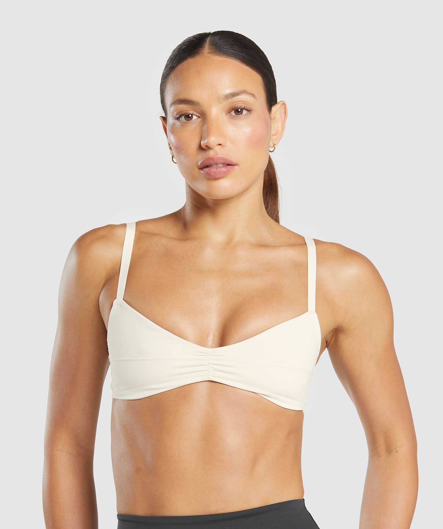 Elevate Ruched Sports Bra Oat White