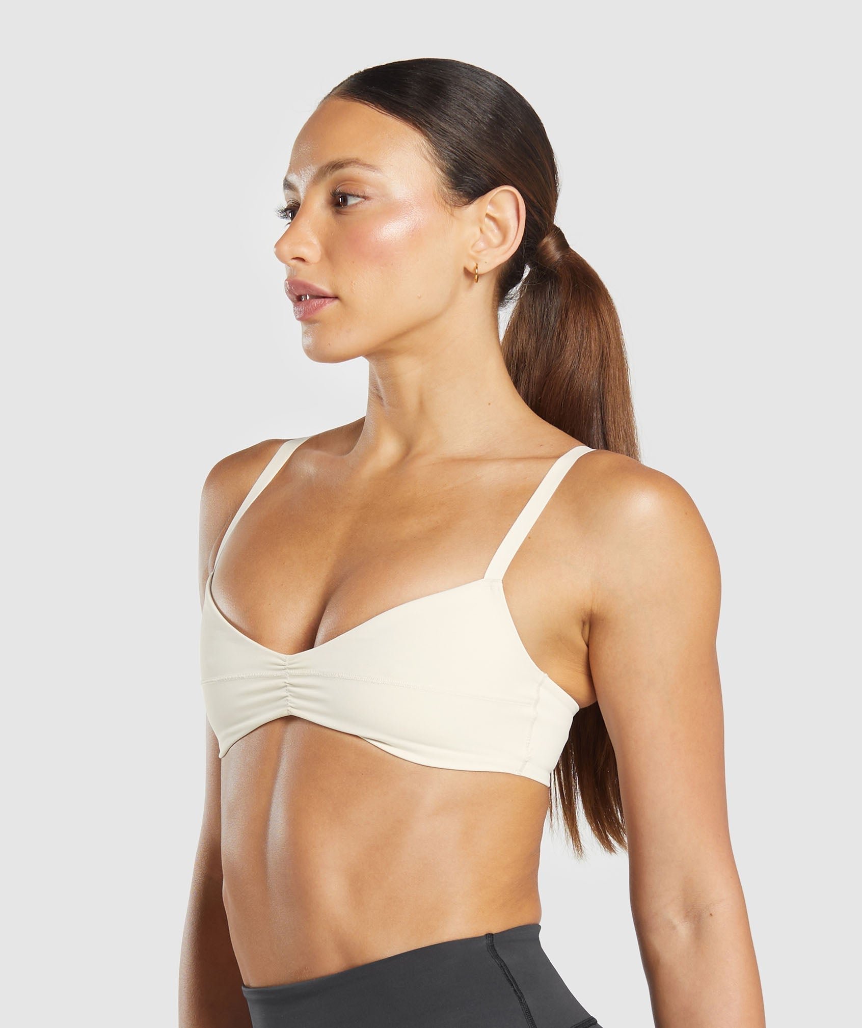 Elevate Ruched Sports Bra Oat White