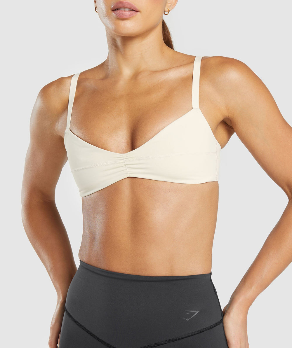 Elevate Ruched Sports Bra Oat White