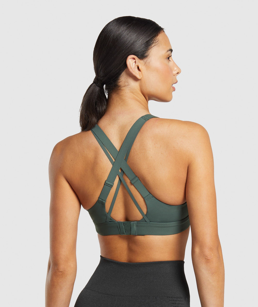 Strappy Back Medium Support Sports Bra Slate Teal