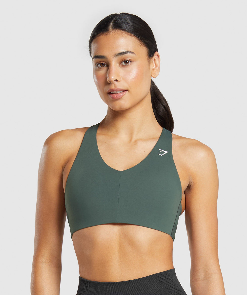 Strappy Back Medium Support Sports Bra Slate Teal