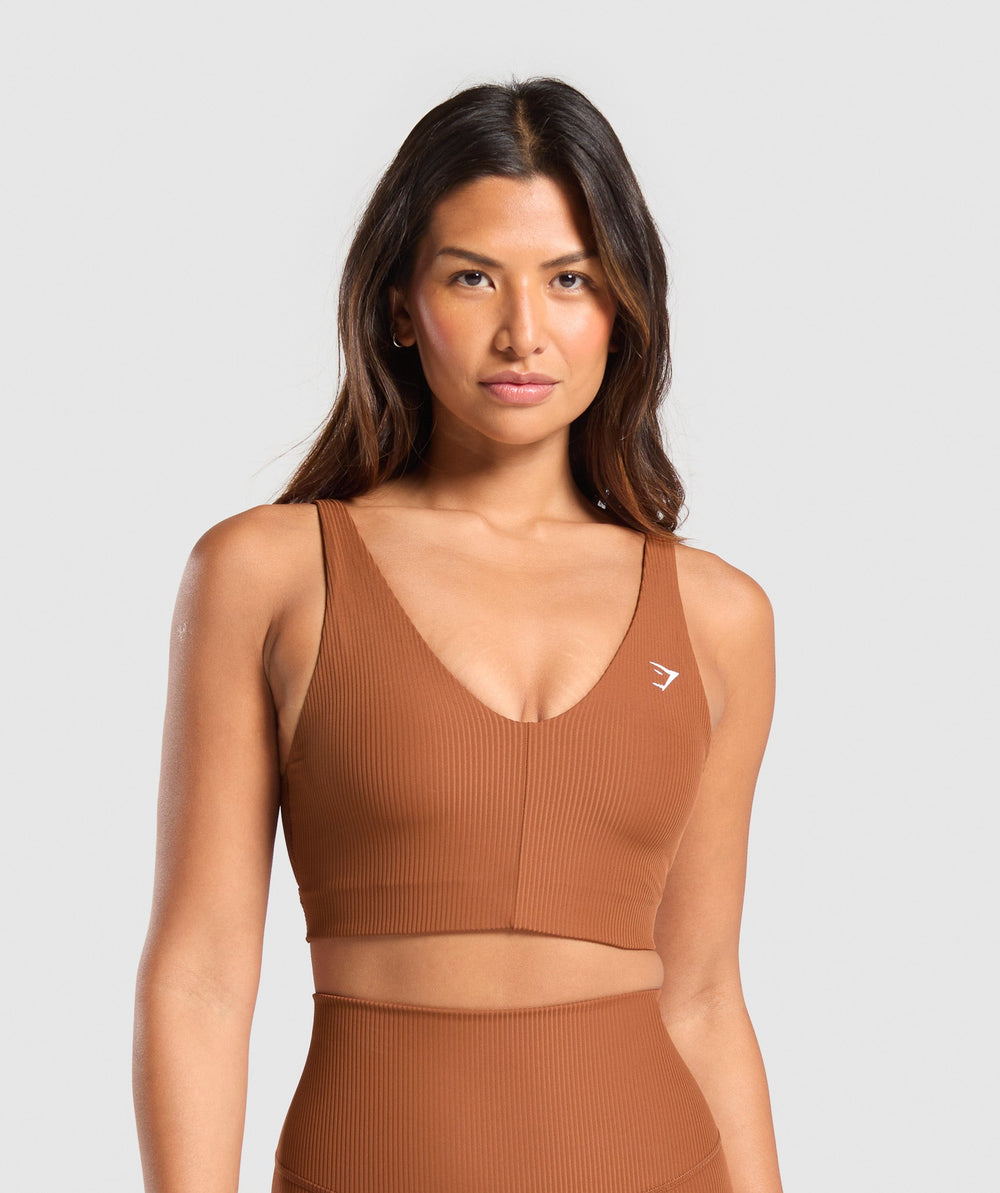 Ribbed Sports Bra Copper Brown