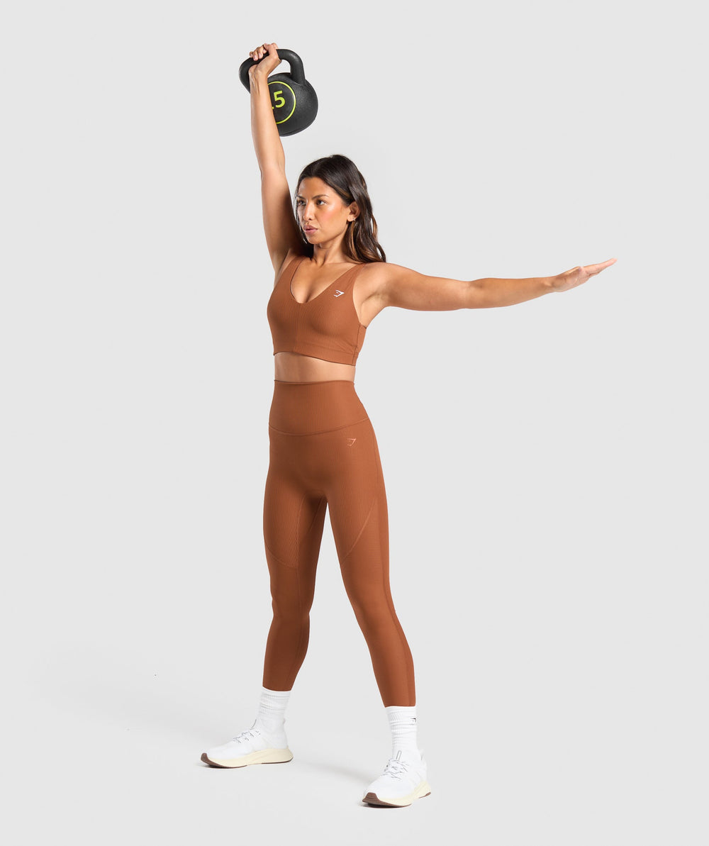 Ribbed Sports Bra Copper Brown