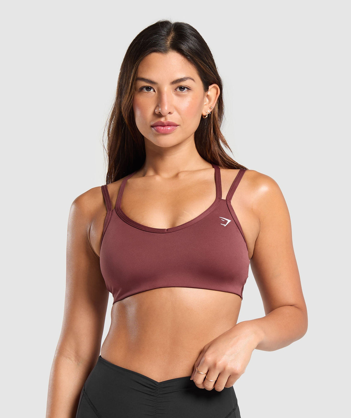 Strap Feature Sports Bra Burgundy Brown