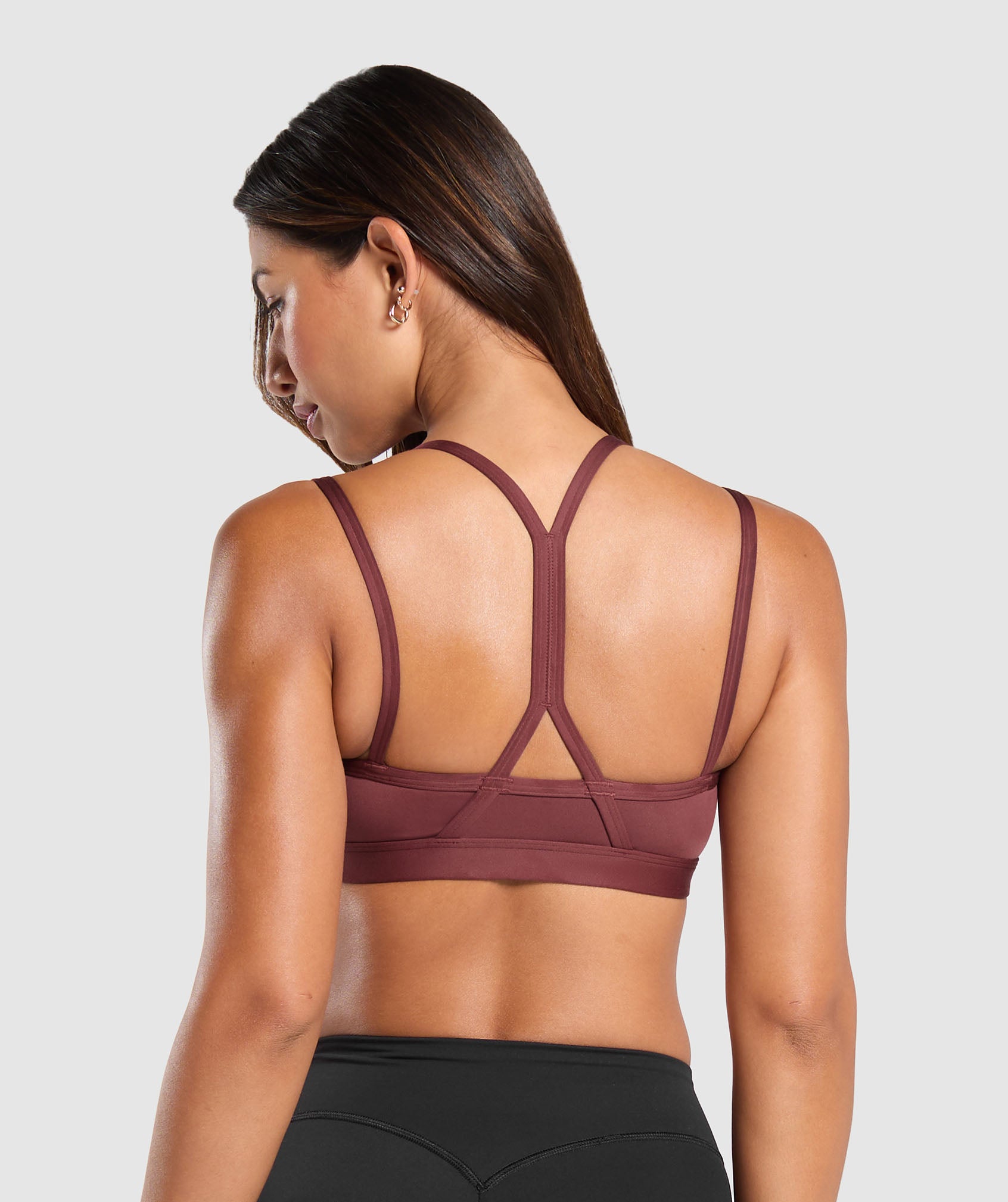 Strap Feature Sports Bra Burgundy Brown
