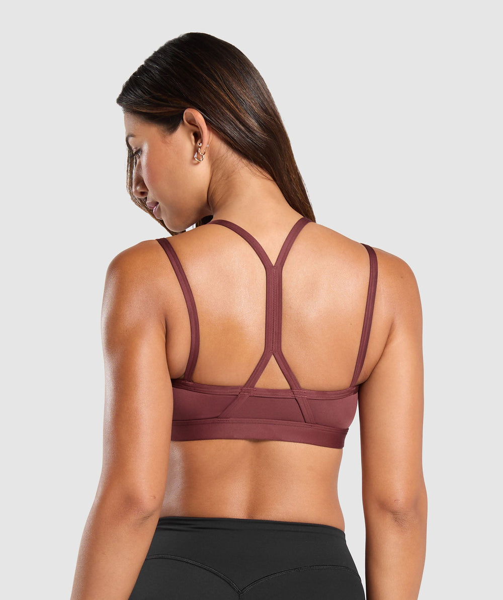 Strap Feature Sports Bra Burgundy Brown