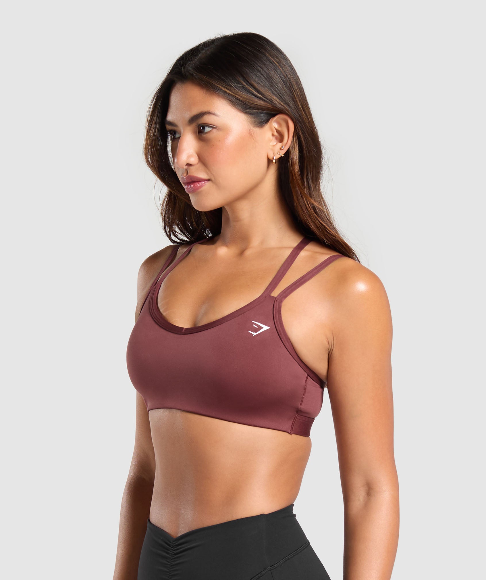 Strap Feature Sports Bra Burgundy Brown