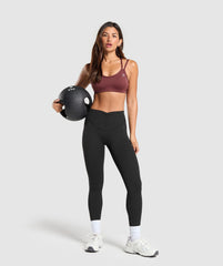 Strap Feature Sports Bra Burgundy Brown