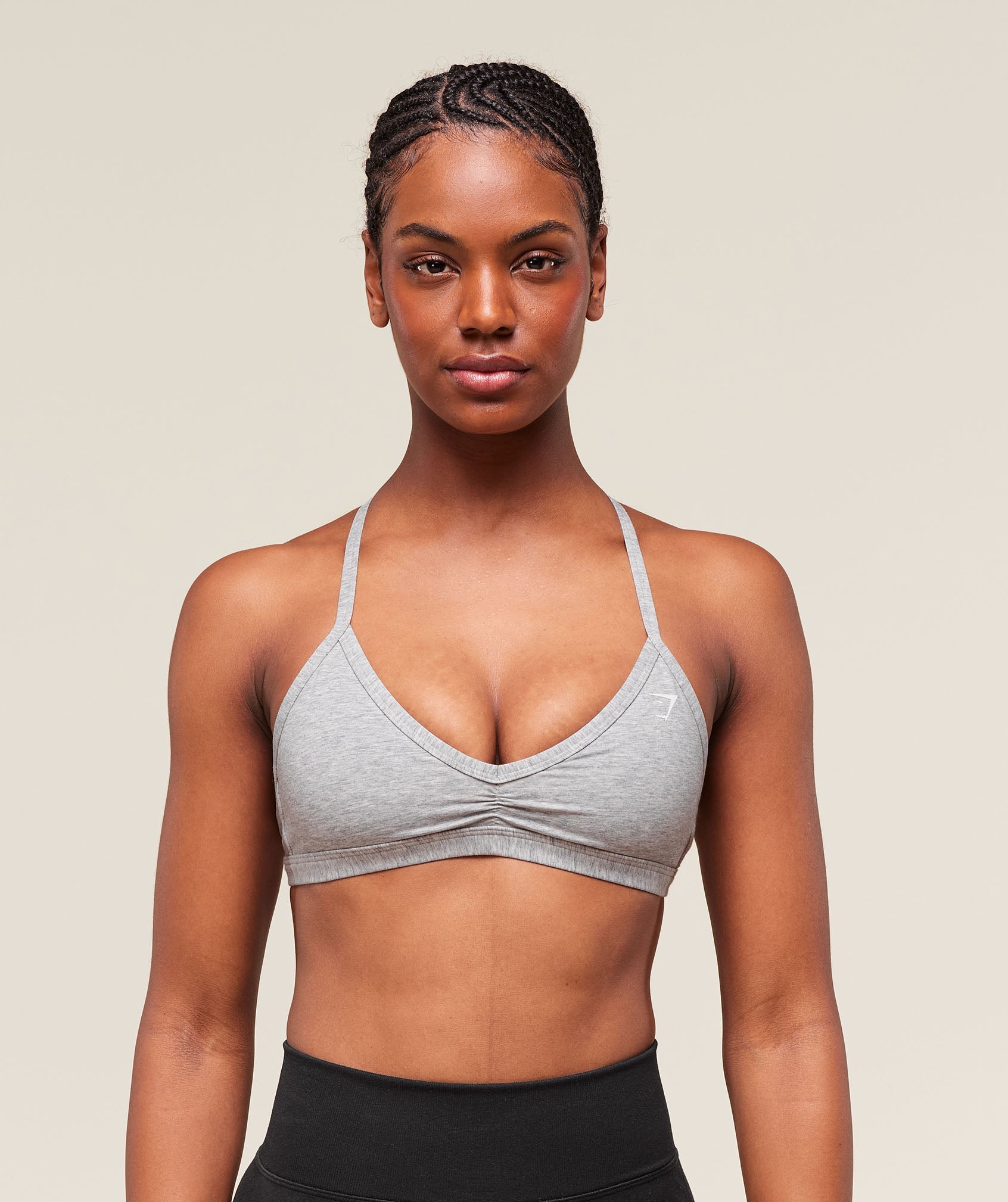 Cotton Minimal Sports Bra Light Grey Core Marl
