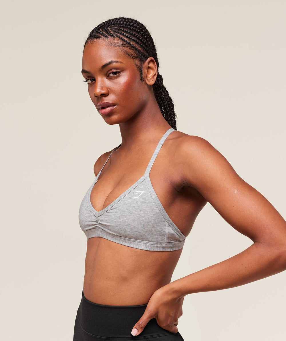 Cotton Minimal Sports Bra Light Grey Core Marl