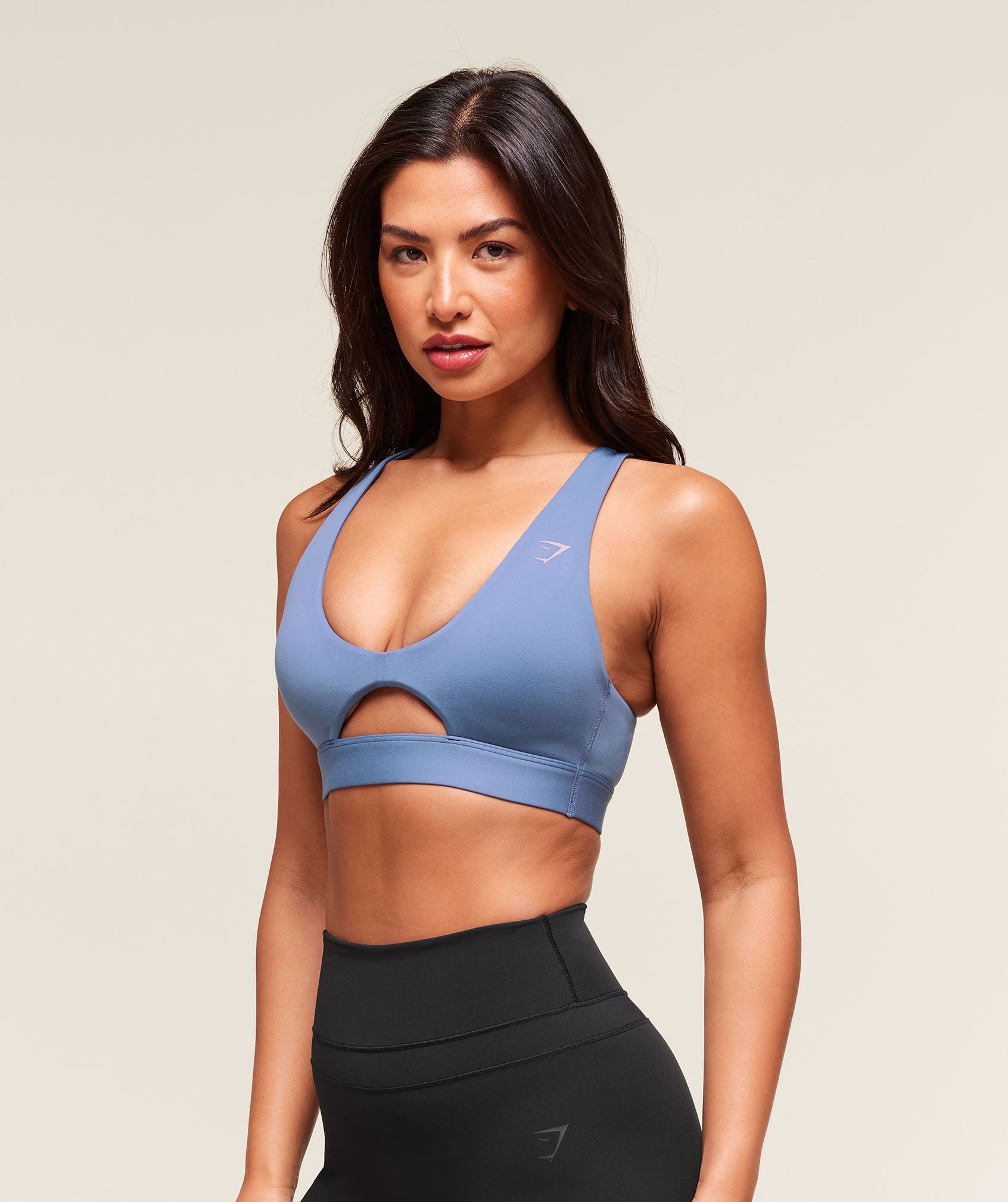 Peek A Boo Sports Bra Worn Blue