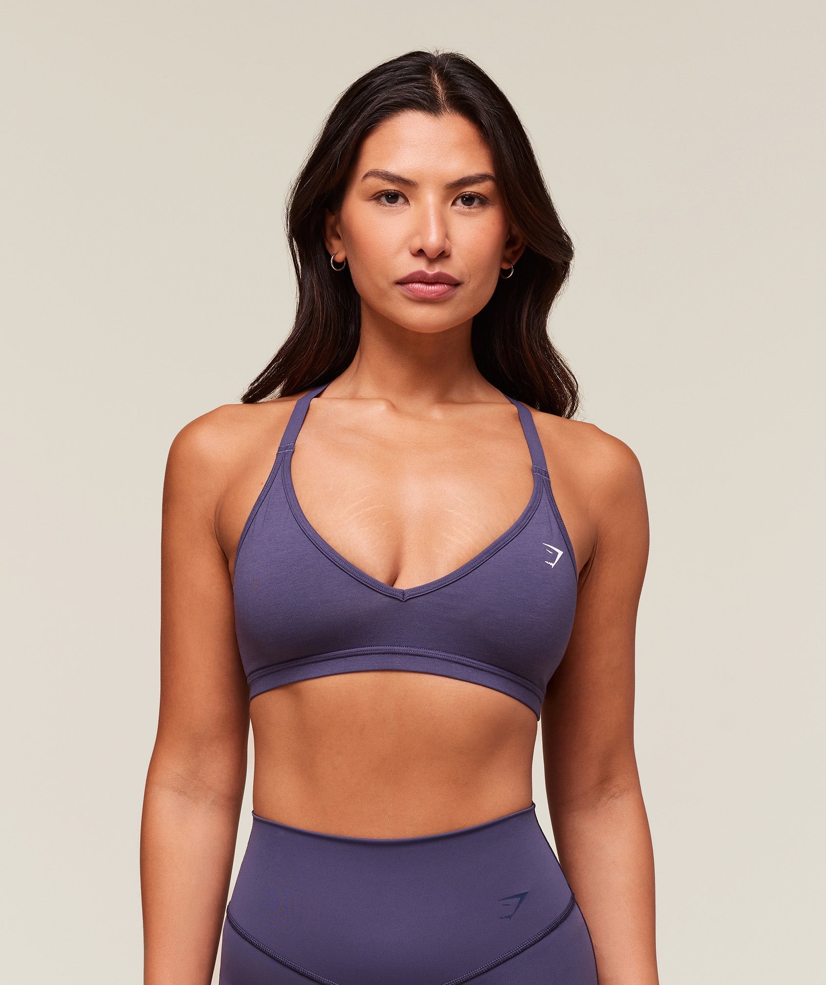Cotton Racerback Sports Bra Weighted Purple