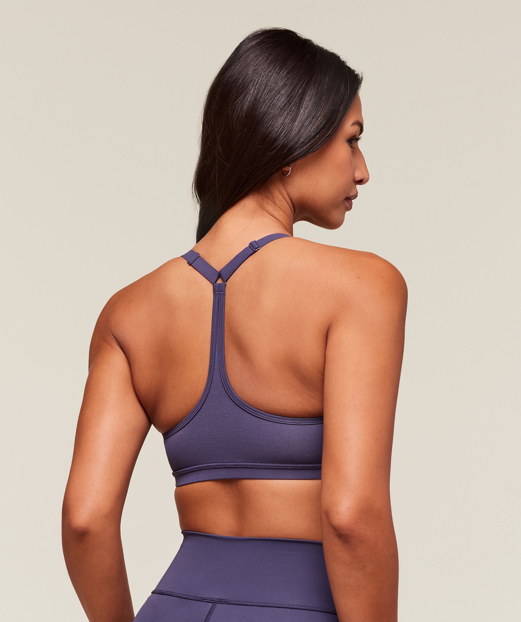Cotton Racerback Sports Bra Weighted Purple