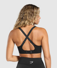 Strappy Back Medium Support Sports Bra Black