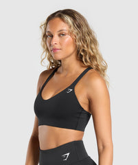 Strappy Back Medium Support Sports Bra Black