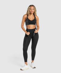Strappy Back Medium Support Sports Bra Black