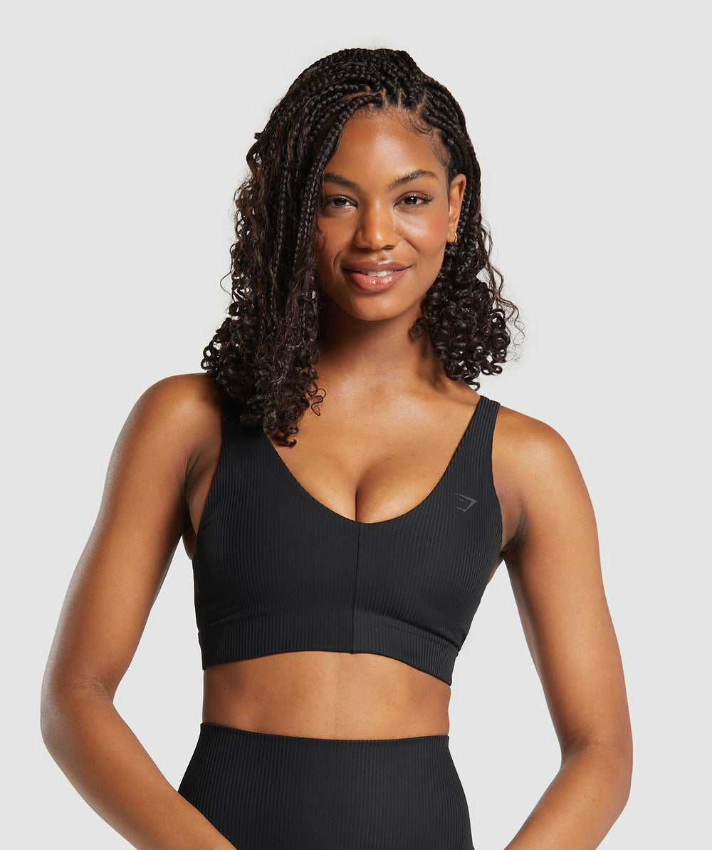Ribbed Sports Bra Black