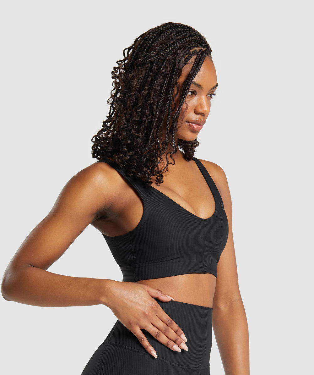 Ribbed Sports Bra Black