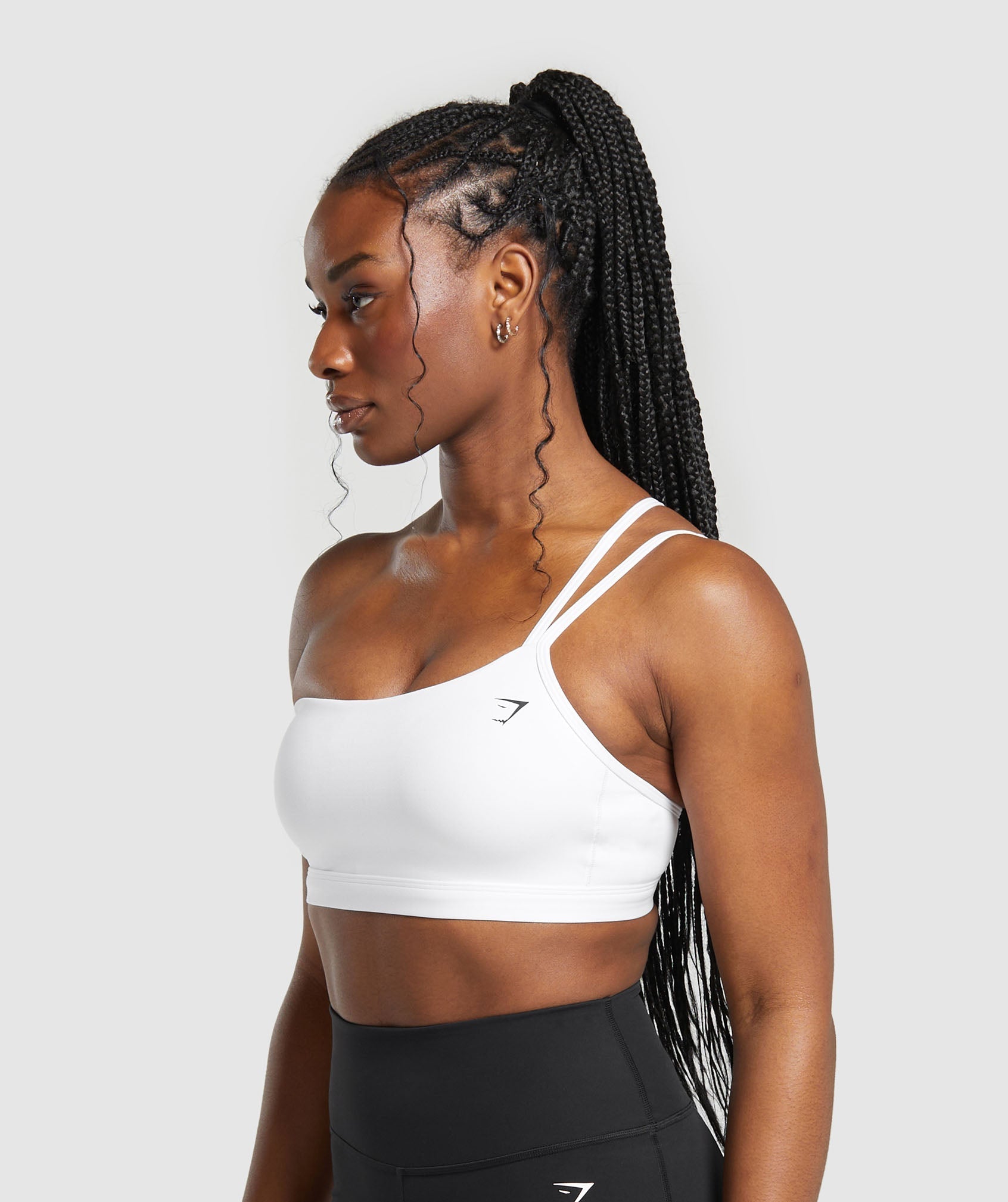 One Shoulder Sports Bra White