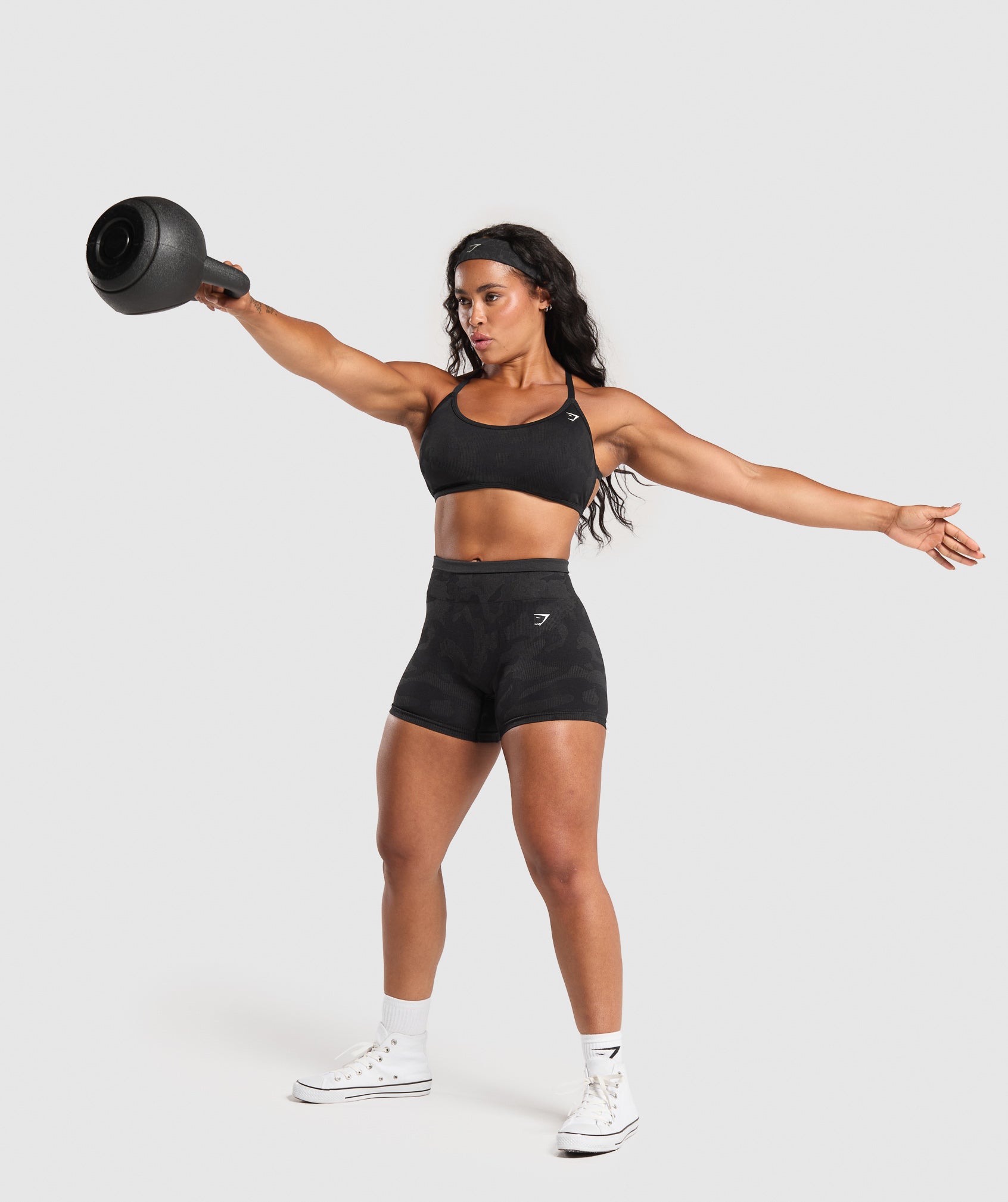 Adapt Camo Cross Back Sports Bra Black/Asphalt Grey