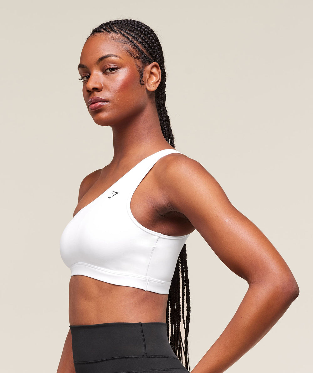 Asymmetric Sports Bra White