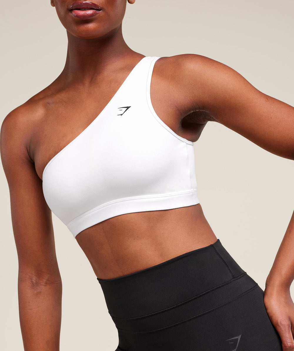 Asymmetric Sports Bra White