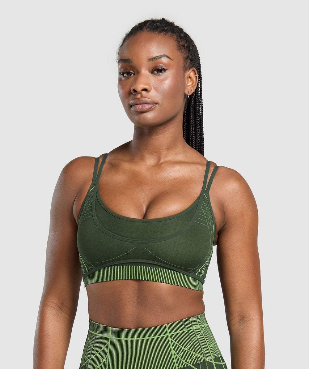 Apex Seamless Strappy Sports Bra Trail Green/Energy Gelato Green
