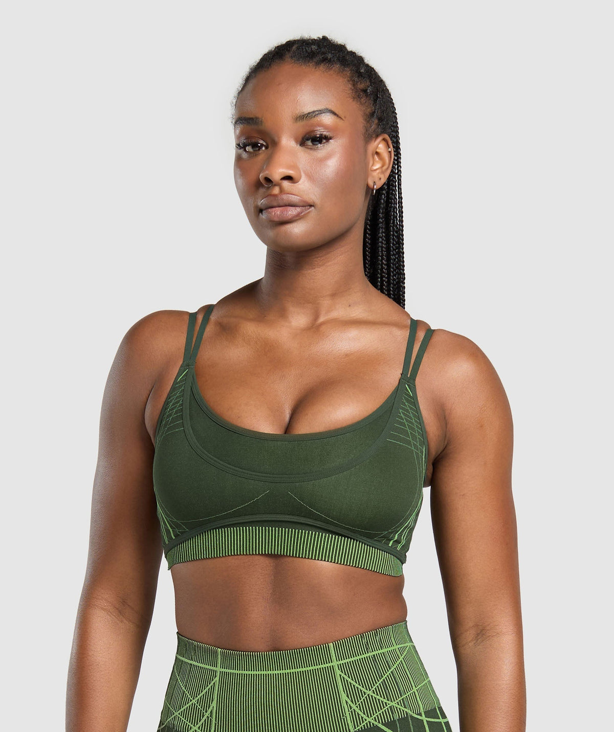 Apex Seamless Strappy Sports Bra Trail Green/Energy Gelato Green