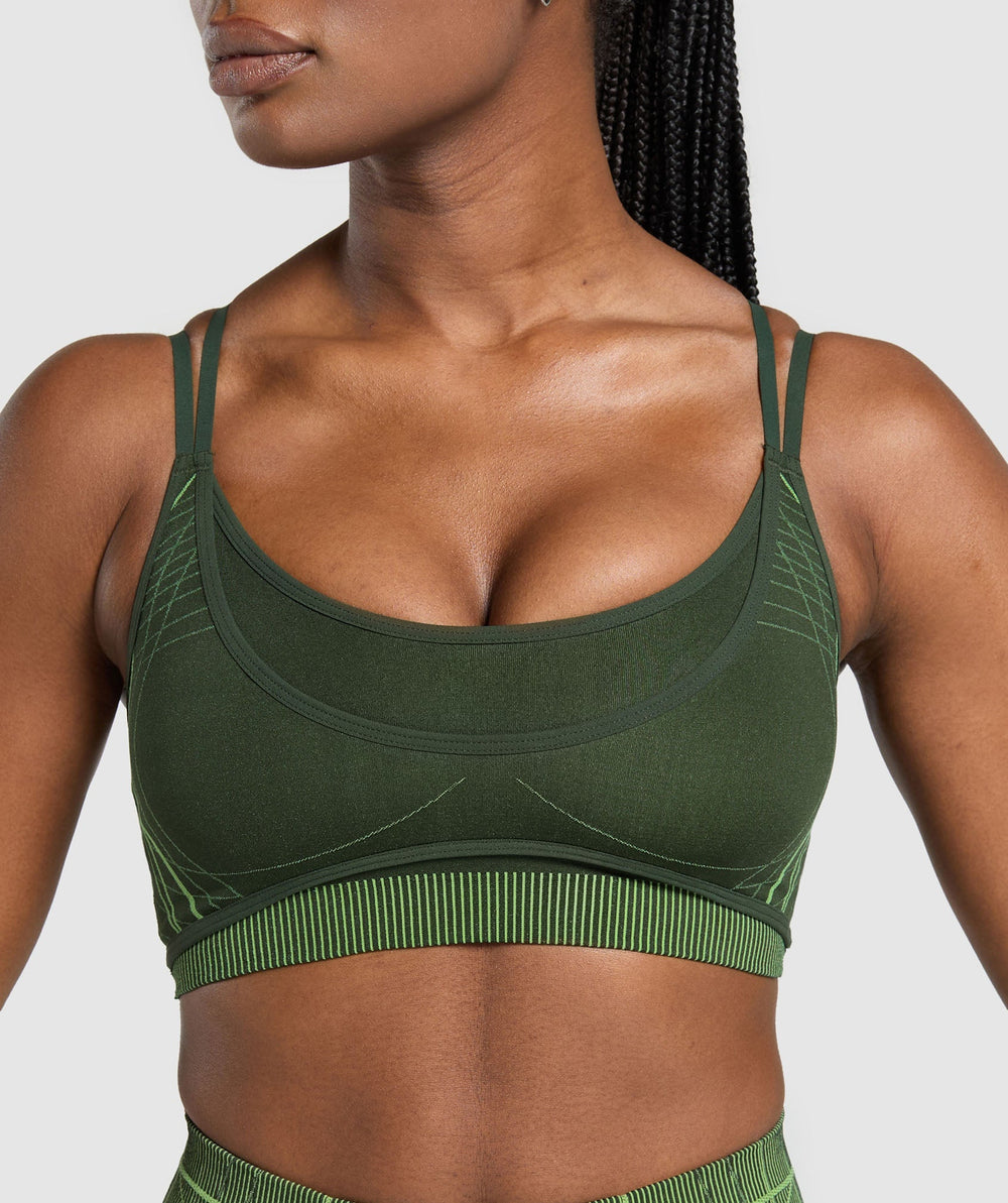 Apex Seamless Strappy Sports Bra Trail Green/Energy Gelato Green