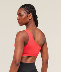 Asymmetric Sports Bra Coral Red