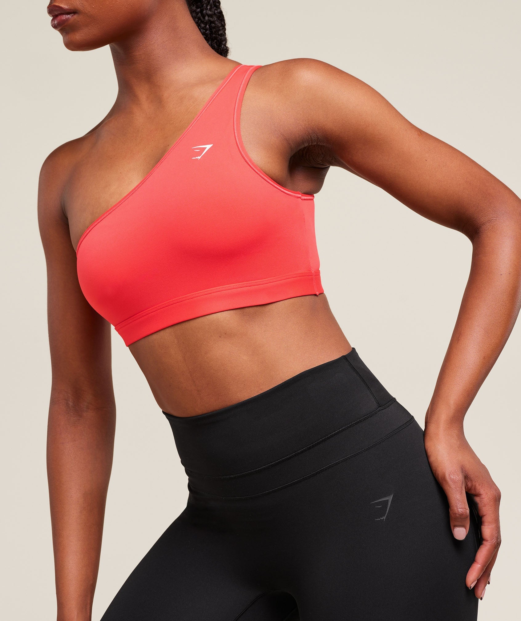 Asymmetric Sports Bra Coral Red