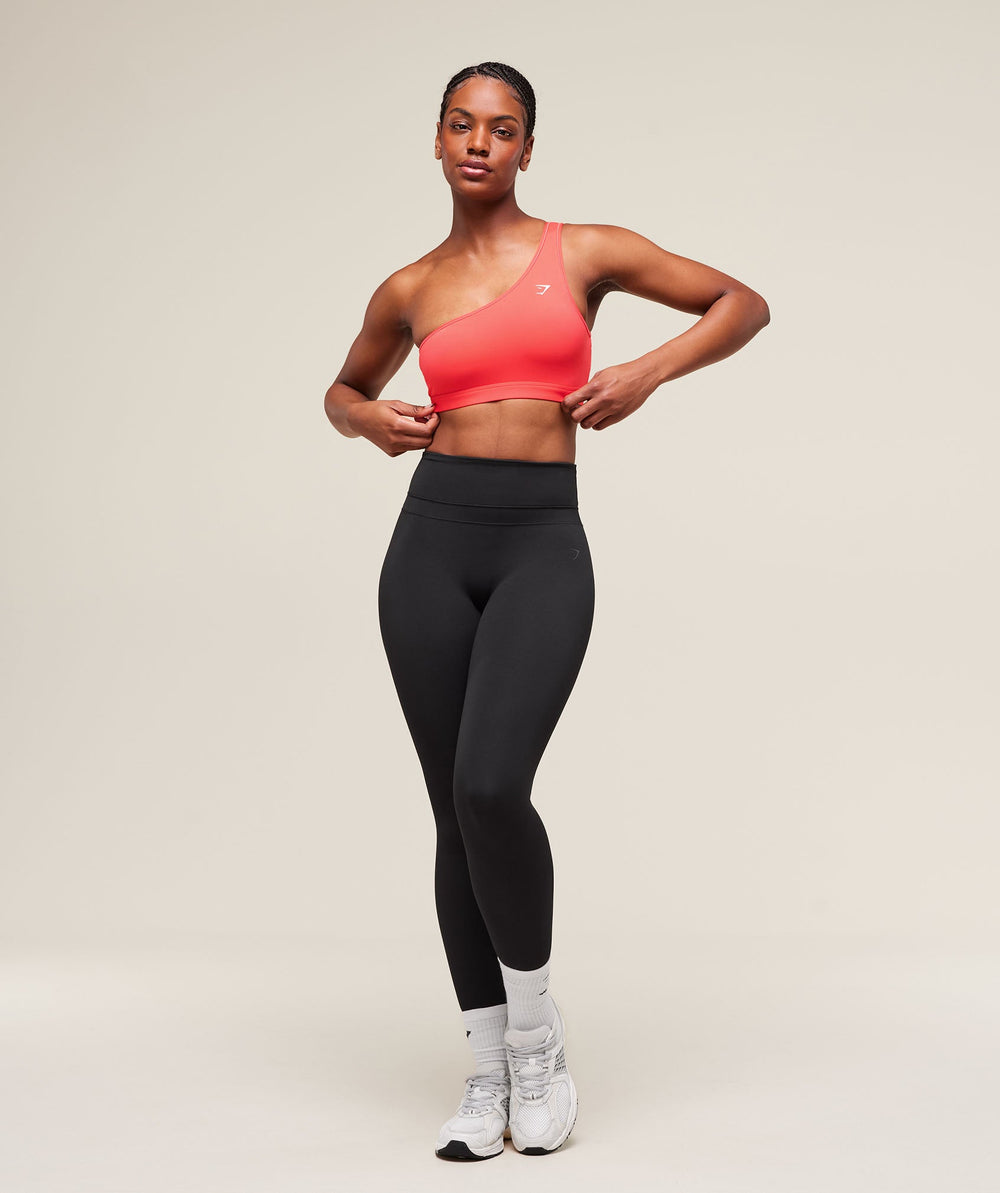 Asymmetric Sports Bra Coral Red