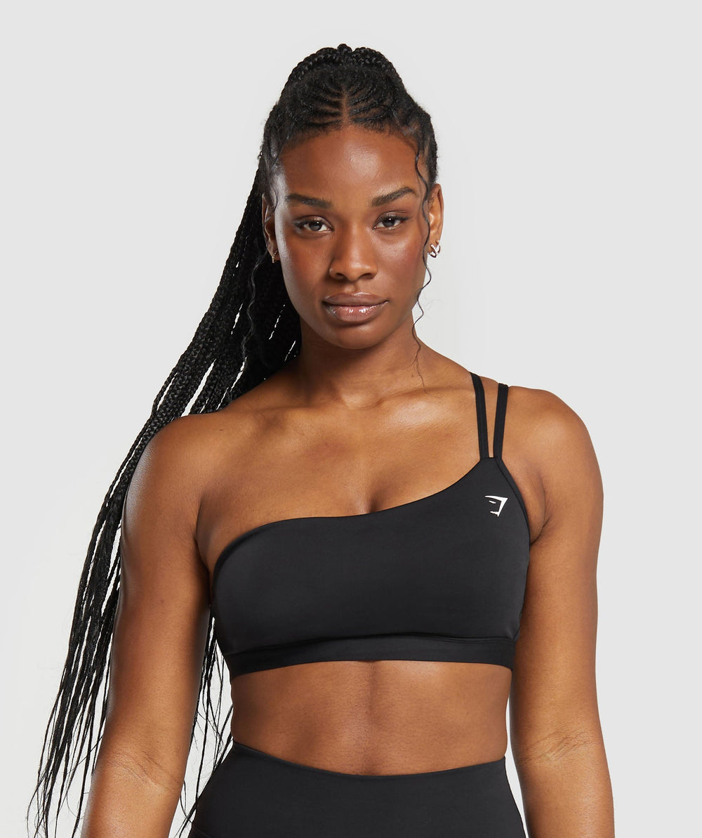One Shoulder Sports Bra Black