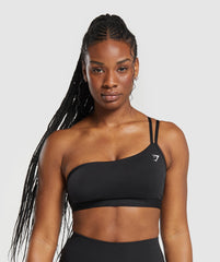 One Shoulder Sports Bra Black