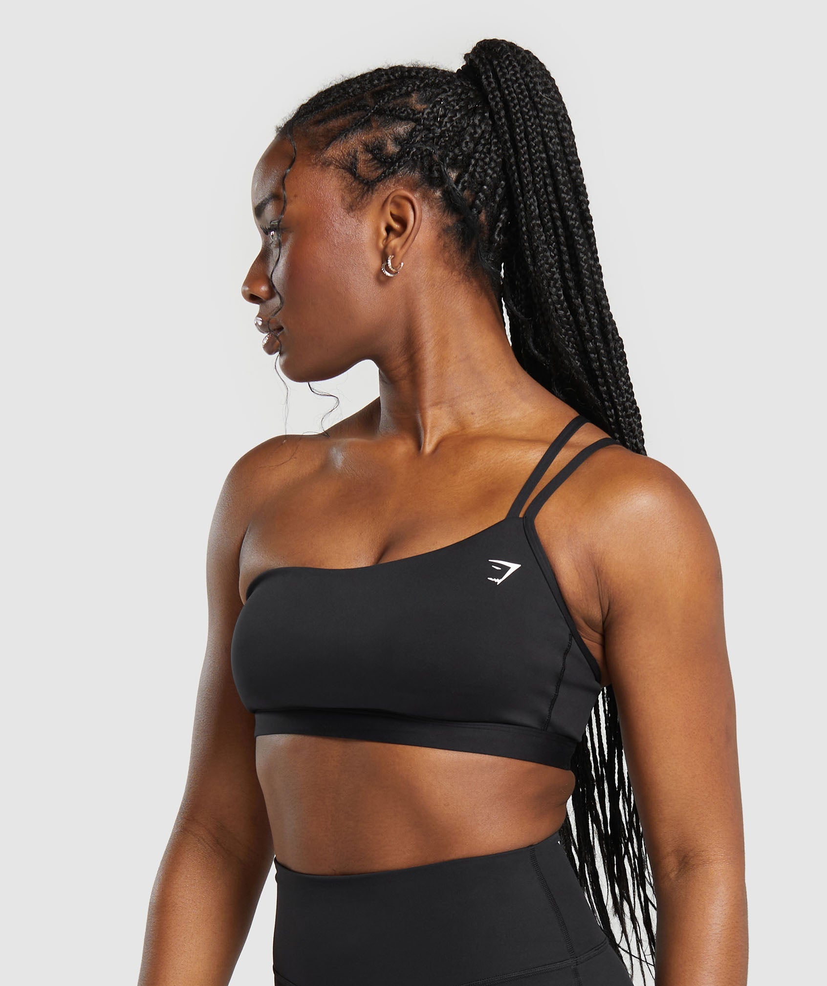 One Shoulder Sports Bra Black
