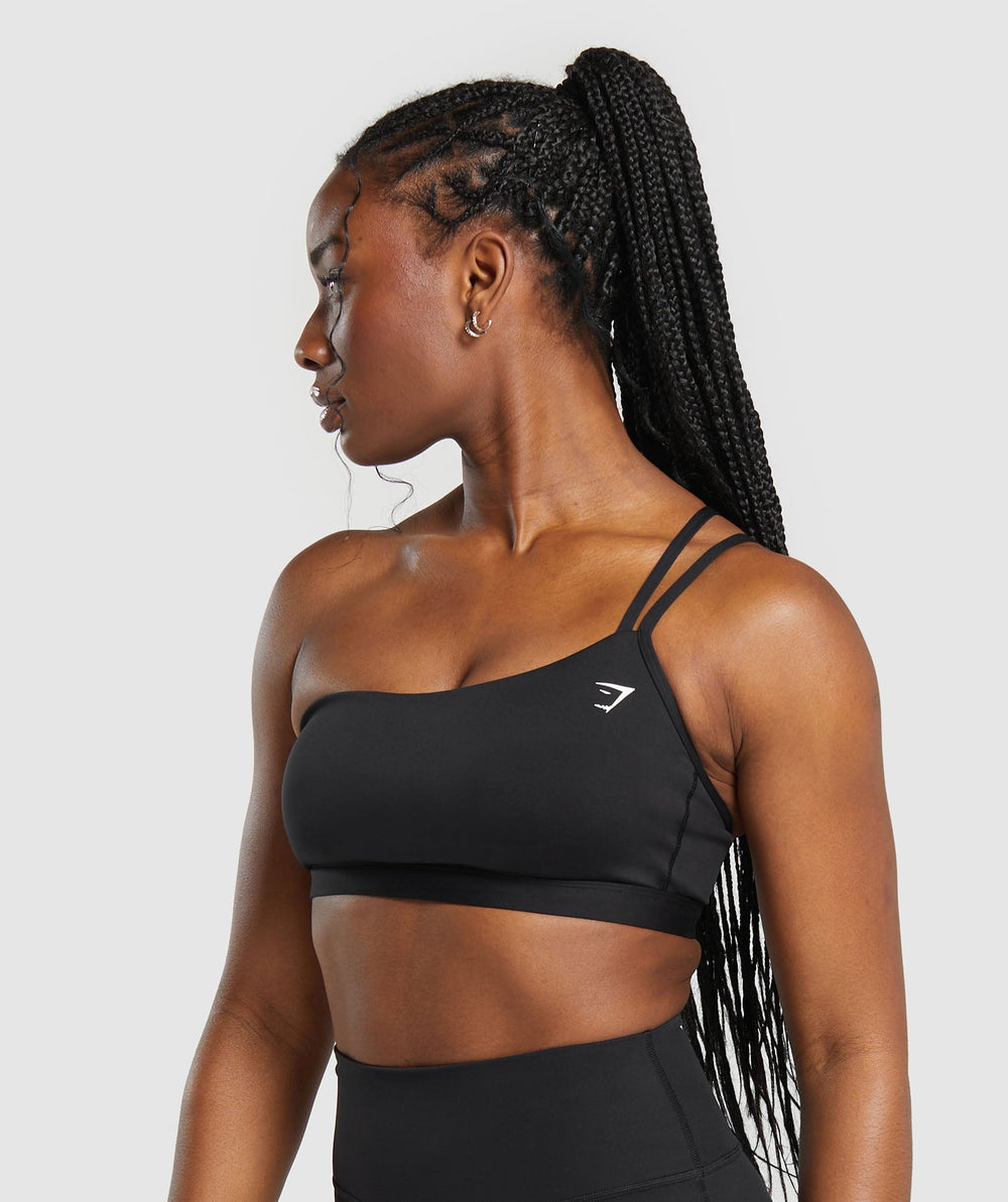 One Shoulder Sports Bra Black